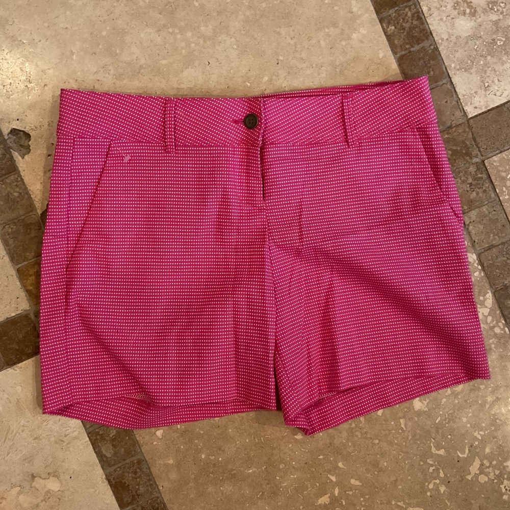 Isaac Mizrahi Bright Hot Pink Microdot Shorts